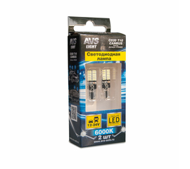 Лампа светодиодная T10 C020 /белый/ (W2.1x9.5D) CANBUS 24SMD 4014 12-24V, блистер, 2 шт.