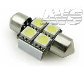 Лампа светодиодная T11 C007 /белый/ (SV8, 5/8) 4x5050 SMD 31mm CANBUS, блистер, 2 шт