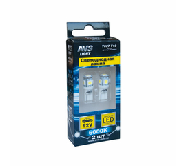 Лампа светодиодная T10 T027 /белый/ (W2, 1x9, 5d) 5SMD 5050 3 chip W5W, блистер, 2 шт