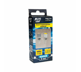 Лампа светодиодная T10 T036 /белый/ (W2, 1x9, 5d) 1W W5W, блистер, 2 шт