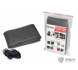 Оплётка на руль PSV со шнуровкой ACTUAL 4-нитки (Серый) M, экокожа, с поролоном