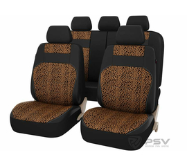 Авточехлы универсальные PSV Discovery leopard (Леопард) L, экокожа + велюр