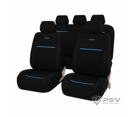 Авточехлы универсальные PSV Quantum (Черный/отстрочка синяя)