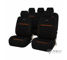 Авточехлы универсальные PSV Quantum (Черный/отстрочка оранжевая)