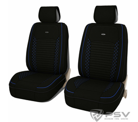 Формованные чехлы-накидки Premium PSV Present 2 FRONT (Черный/Отстрочка синяя), компл. 189