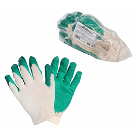 Перчатки ХБ с латексным покрытием ладони, зеленые (5 пар) AirLine AWG-C-07
