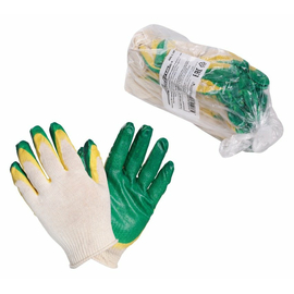 Перчатки ХБ с двойным латексным покрытием ладони, зеленые (5 пар) AirLine AWG-C-09
