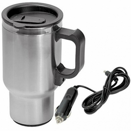 Термокружка (чайник автомобильный) с подогревом, нержавейка/пластик, 450 мл, 12V/24W AirLine ABK-12-10