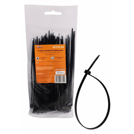 Стяжки (хомуты) кабельные 3,6*150 мм, пластиковые, черные, 100 шт. AirLine ACT-N-20