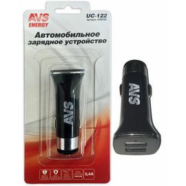 Автомобильное зарядное устройство USB (2 порта) AVS UC-122 (2, 4А)