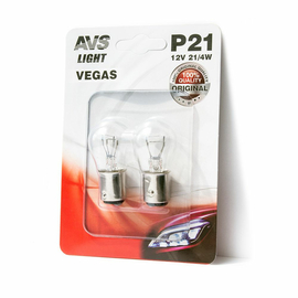 Лампа AVS Vegas в блистере 12V. P21/4W (BAZ15d) смещ.штифт- 2 шт.