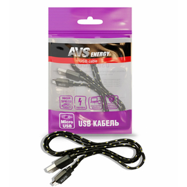 Кабель AVS micro USB (1м) MR-321 (плоский текстиль)