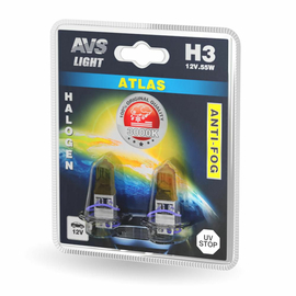 Лампа галогенная AVS ATLAS ANTI-FOG / желтый H3.12V.55W (блистер, 2 шт.)