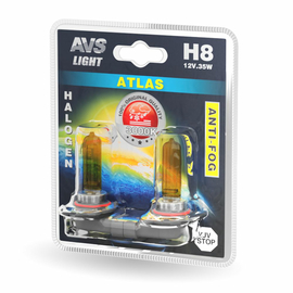 Галогенная лампа AVS /ATLAS ANTI-FOG/желтый H8.12V.35W.блистер-2шт.