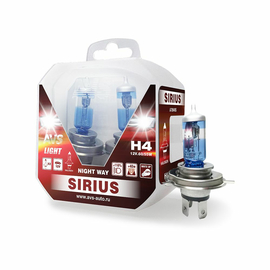 Лампа галогенная AVS SIRIUS NIGHT WAY H4.12V.60/55W Plastic box -2 шт.