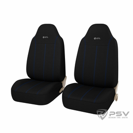 Авточехлы универсальные PSV GTL Apex 2 FRONT (Черный/Отстрочка синяя)