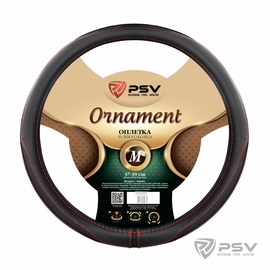 Оплётка на руль PSV ORNAMENT Fiber (Черный/Отстрочка красная) M