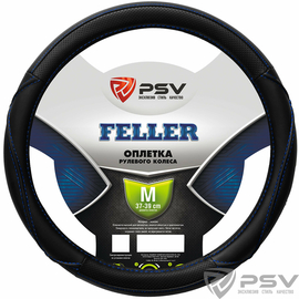 Оплётка на руль PSV FELLER (Черный/Отстрочка синяя) M