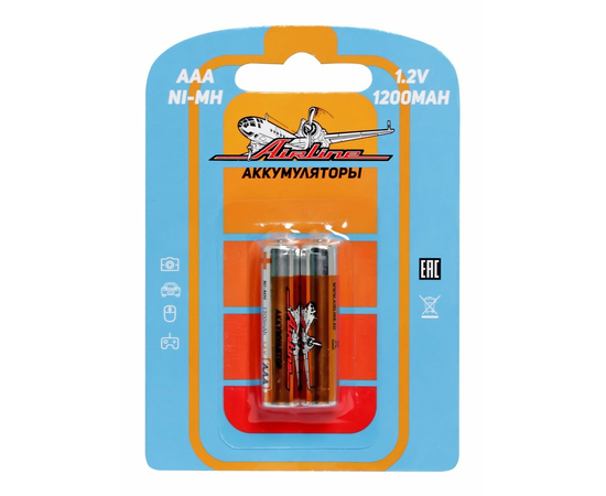 Батарейки AAA HR03 аккумулятор Ni-Mh 1200 mAh 2шт. AirLine AAA-12-02