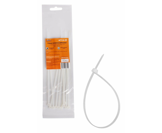 Стяжки (хомуты) кабельные 3,6*200 мм, пластиковые, белые, 10 шт. AirLine ACT-N-05