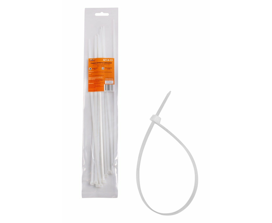 Стяжки (хомуты) кабельные 4,8*350 мм, пластиковые, белые, 10 шт. AirLine ACT-N-11