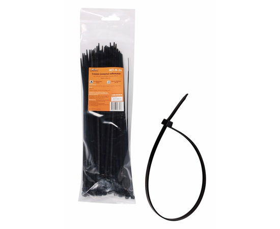 Стяжки (хомуты) кабельные 3,6*250 мм, пластиковые, черные, 100 шт. AirLine ACT-N-24
