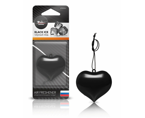 Ароматизатор подвесной пластик "Сердце" черный лед AirLine AFSE003