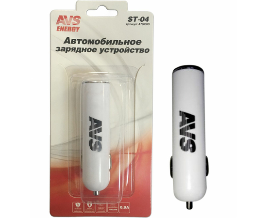 USB автомобильное зарядное устройство AVS 1 порт ST-04 (0.9А)