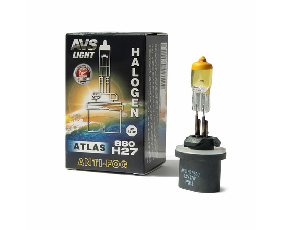 Галогенная лампа AVS ATLAS ANTI-FOG BOX желтый H27/880 12V.27W (коробка-1шт.)