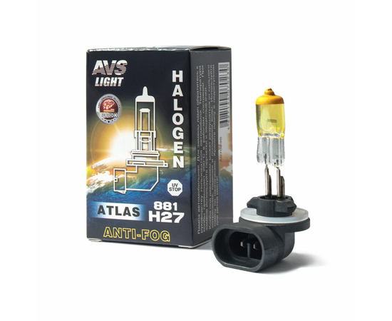 Галогенная лампа AVS ATLAS ANTI-FOG BOX желтый H27/881 12V.27W (коробка-1шт.)