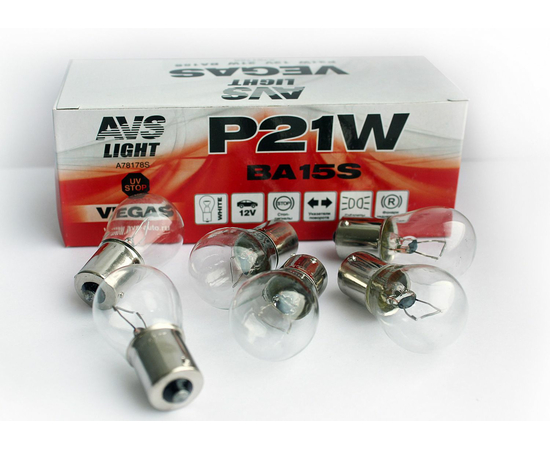 Лампа AVS Vegas 12V. P21W (BA15S) BOX (10 шт.)