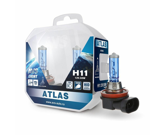 Лампа галогенная AVS ATLAS PB /5000К/ H11.12V.55W Plastic box -2 шт.