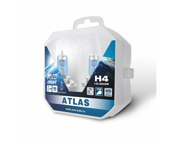 Лампа галогенная AVS ATLAS PB /5000К/ H4.12V.60/55W Plastic box -2 шт.