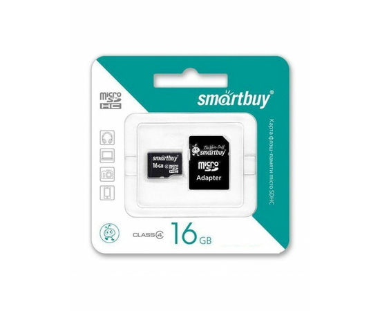 Карта памяти MicroSD 16GB Smart Buy Class 10 +SD адаптер