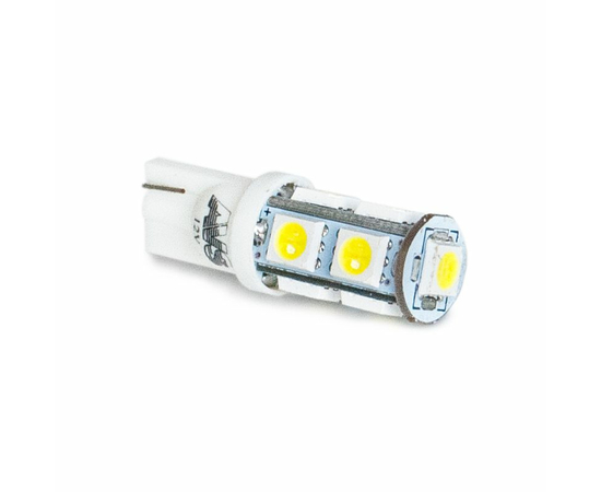 Лампа светодиодная T10 T028 /белый/ (W2, 1x9, 5d) 9SMD 5050 3chip W5W, блистер, 2 шт