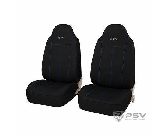 Авточехлы универсальные PSV GTL Apex 2 FRONT (Черный/Отстрочка синяя)