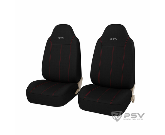 Авточехлы универсальные PSV GTL Apex 2 FRONT (Черный/Отстрочка красная)