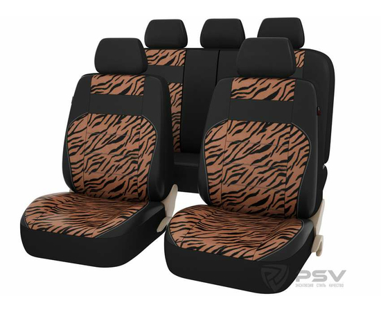 Авточехлы универсальные PSV Discovery tiger (Тигр) L, экокожа + велюр